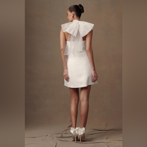 Meshki Maryam Tulle Bow Mini Dress - White - Picture 3 of 4